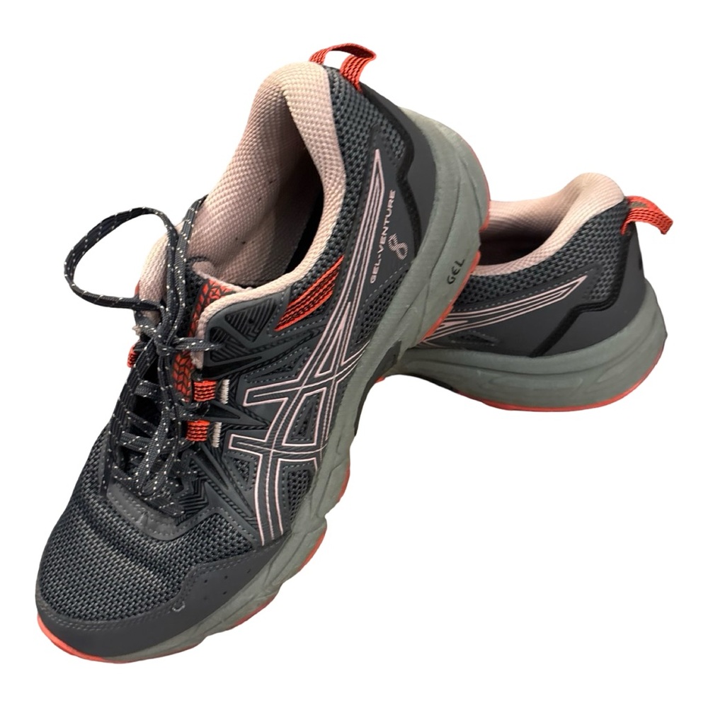 Asics Gel Venture 8 Gray & Peach Trail Athletic Running Shoes Size 9.5